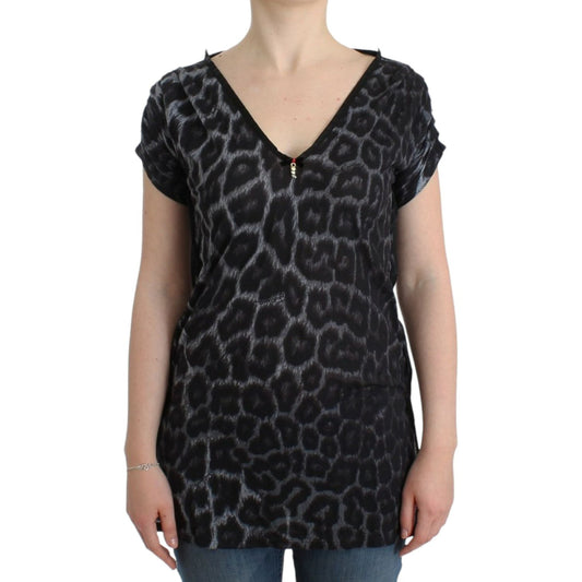 Cavalli Sultry Leopard V-Neck Modal Top Cavalli