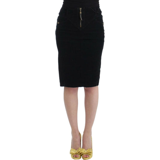 Cavalli Black Corduroy Pencil Skirt 1728,2% Elastane,67345645728,Black,Cavalli,Clothing,Denim - Skirts - Clothing,IT40|S,IT42|M,IT44|L,Material: 98% Cotton,Midi - Skirts - Clothing,New with tags,Skirts - Clothing,Skirts - Women - Clothing,Women,Women - Cl