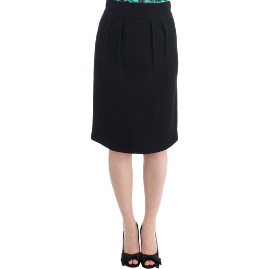 Cavalli Black wool pencil skirt 1728,67345645728,Black,Cavalli,Clothing,IT38|XS,IT40|S,Material: 100% Wool,Midi - Skirts - Clothing,New with tags,Skirts - Clothing,Skirts - Women - Clothing,Women,Women - Clothing