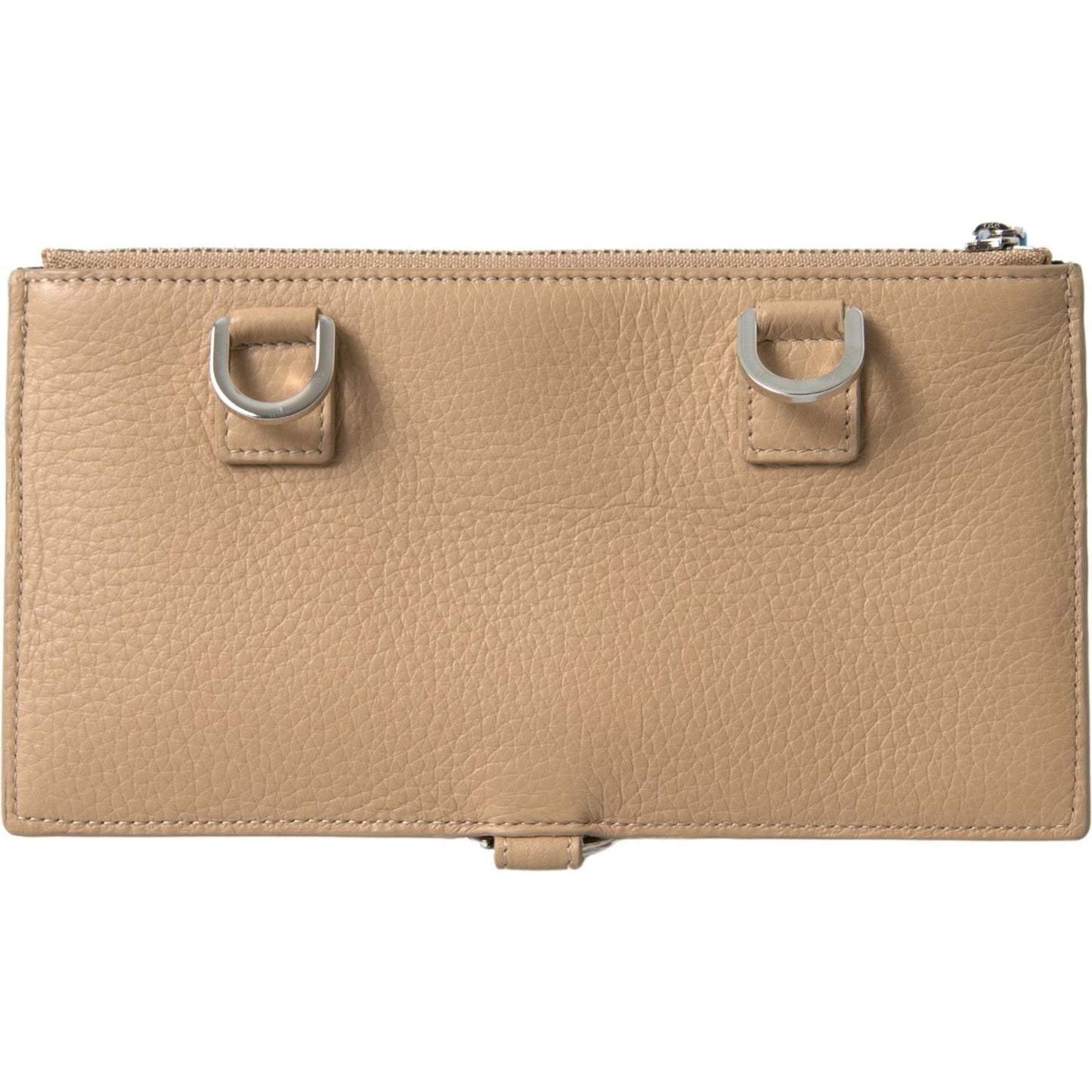 Dolce & Gabbana Elegant Beige Leather Wallet with Detachable Strap Dolce & Gabbana