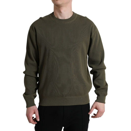 Dolce & Gabbana Elegant Green Crew Neck Cotton Sweater Dolce & Gabbana