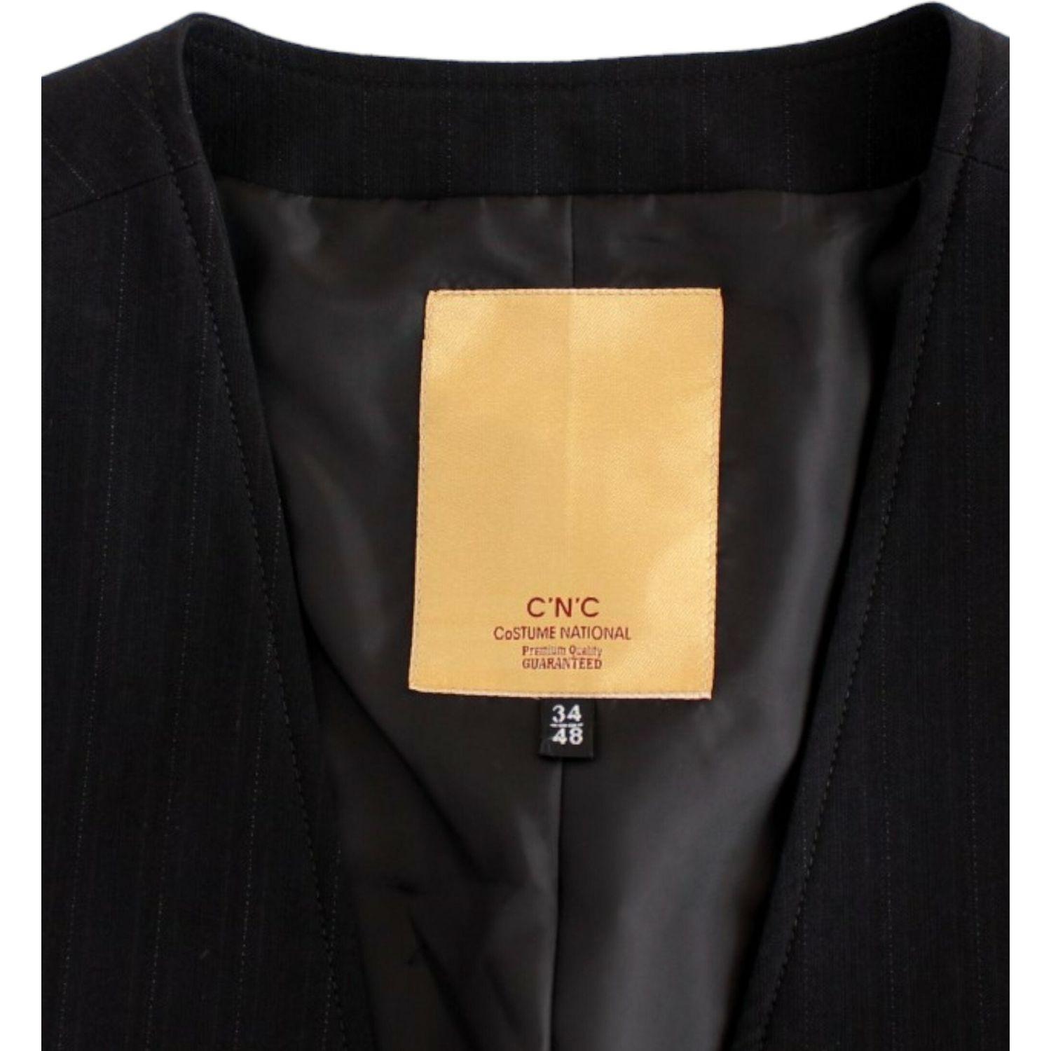 Costume National Black striped cotton casual vest