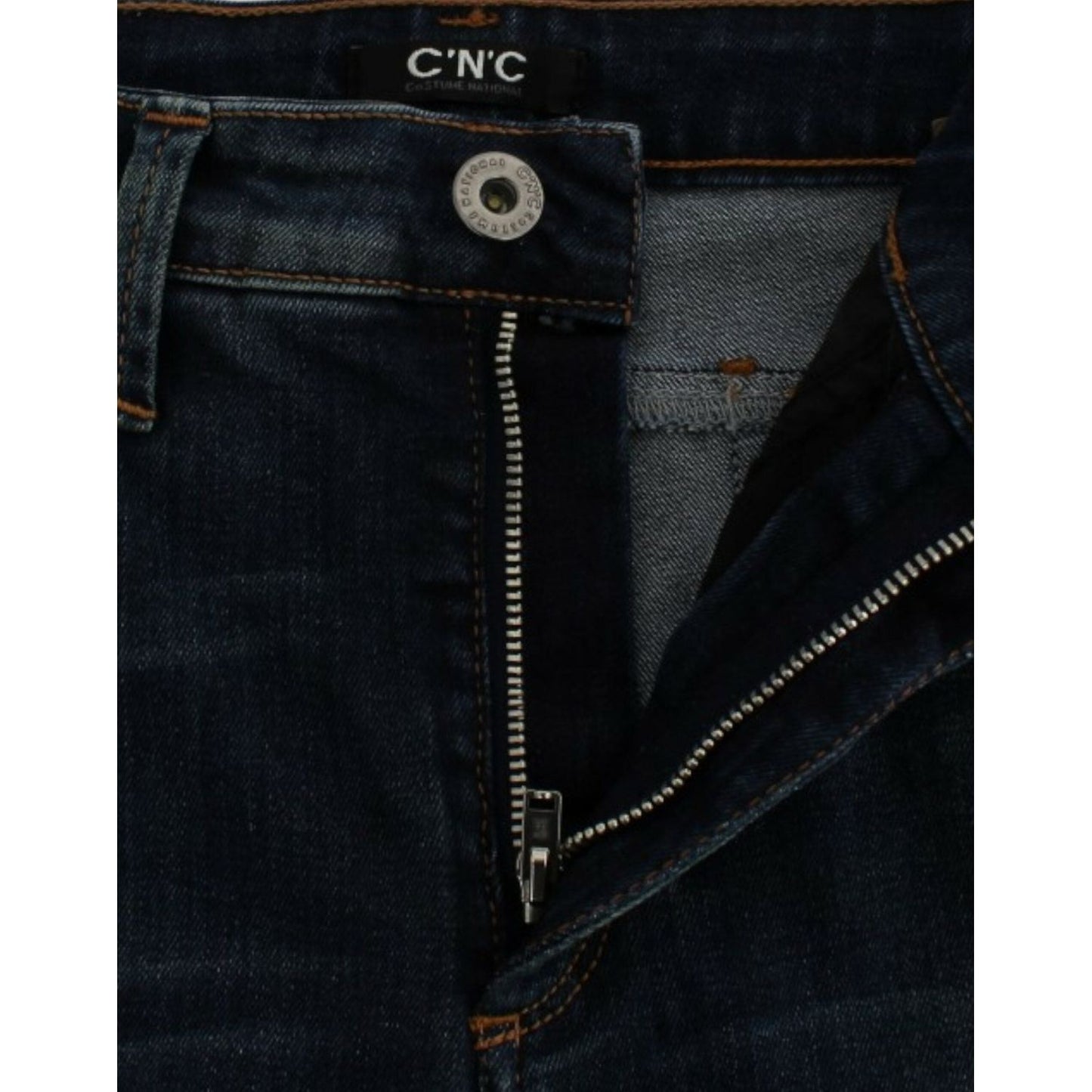 Chic Blue Straight Leg Designer Jeans