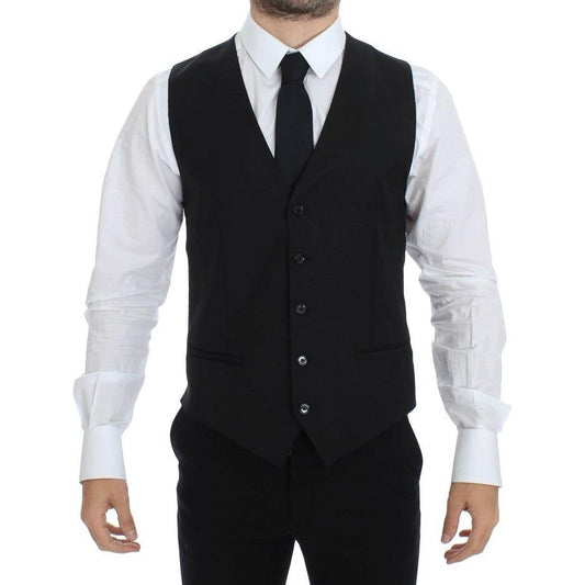 Dolce & Gabbana Elegant Black Wool Silk Dress Vest Dolce & Gabbana