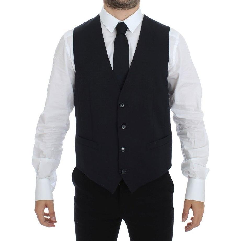 Dolce & Gabbana Elegant Gray Striped Wool-Silk Dress Vest Dolce & Gabbana