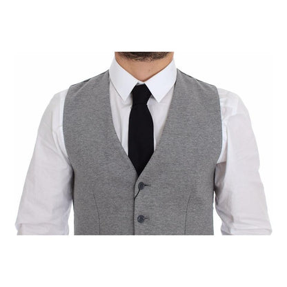 Dolce & Gabbana Gray Cotton Stretch Dress Vest Blazer