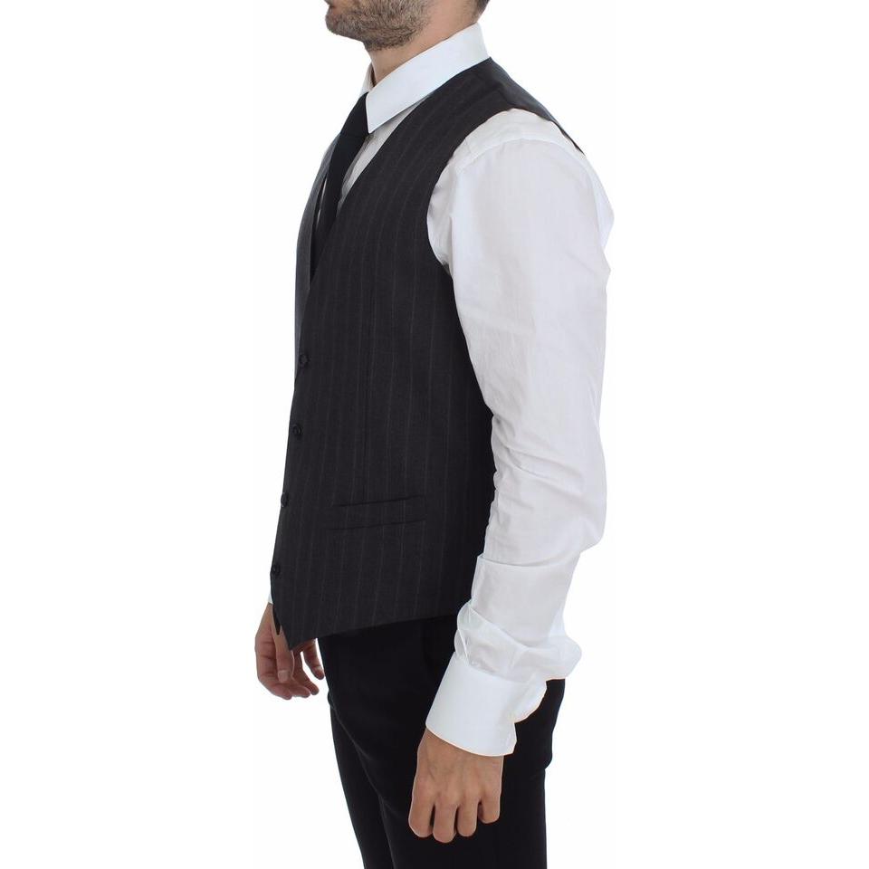 Dolce & Gabbana Elegant Striped Gray Dress Vest Dolce & Gabbana