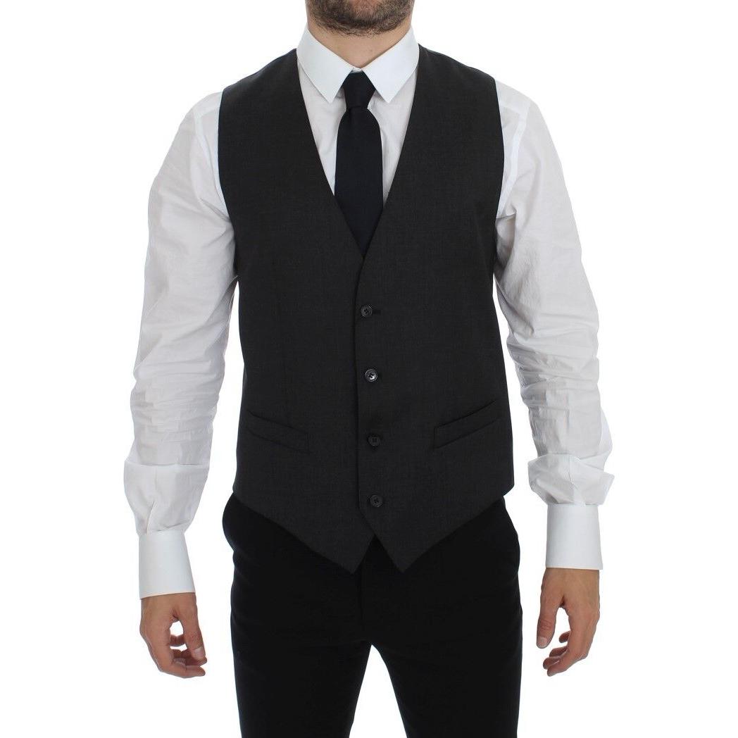 Dolce & Gabbana Elegant Gray Wool Formal Dress Vest Dolce & Gabbana