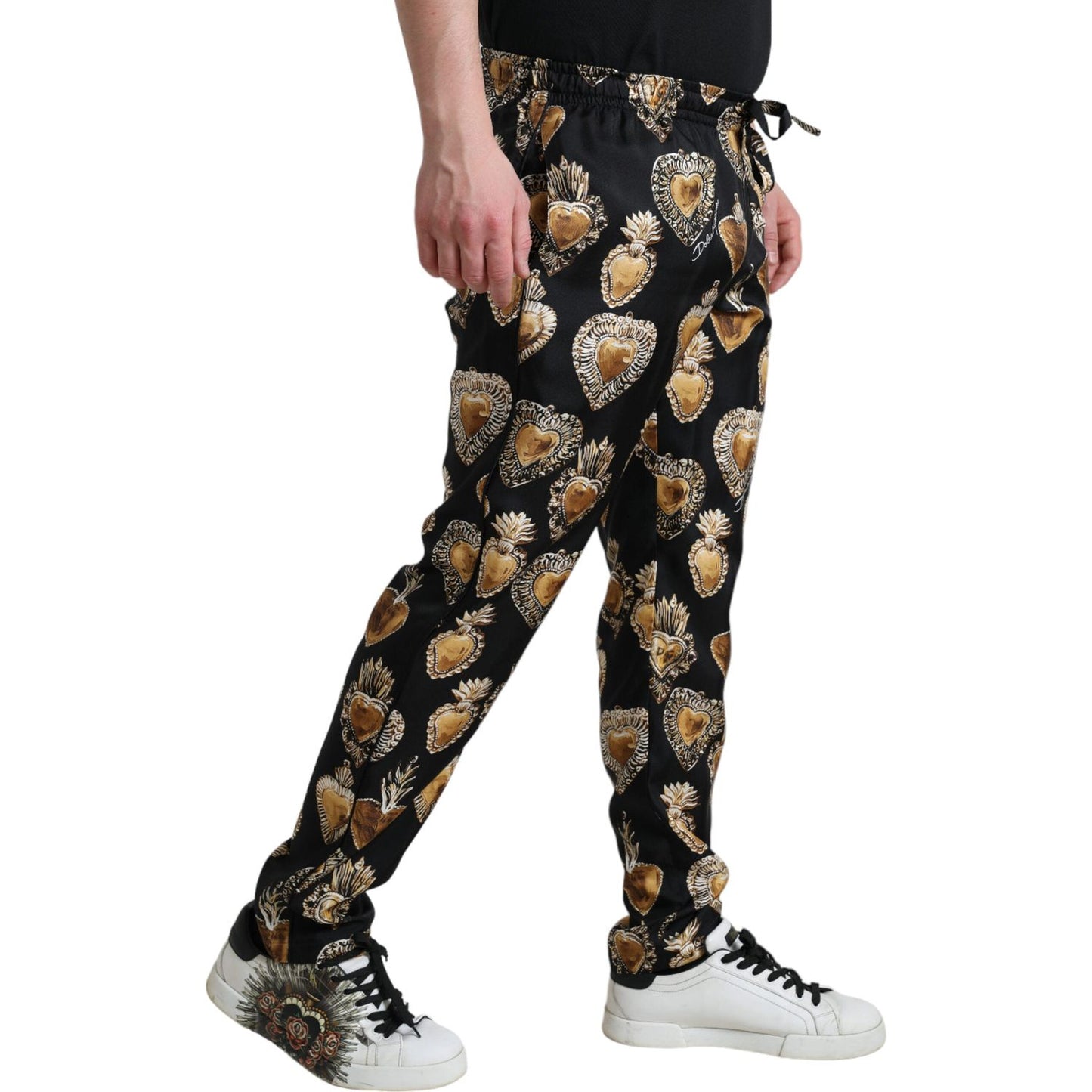 Dolce & Gabbana Chic Heart Print Silk Pajama Pants Dolce & Gabbana