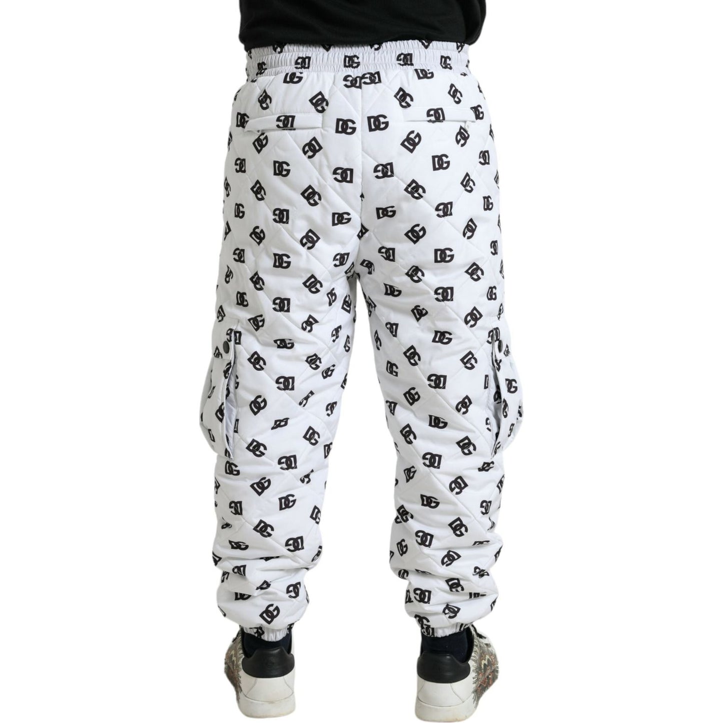 Dolce & Gabbana Chic White Jogger Pants with Iconic DG Print Dolce & Gabbana