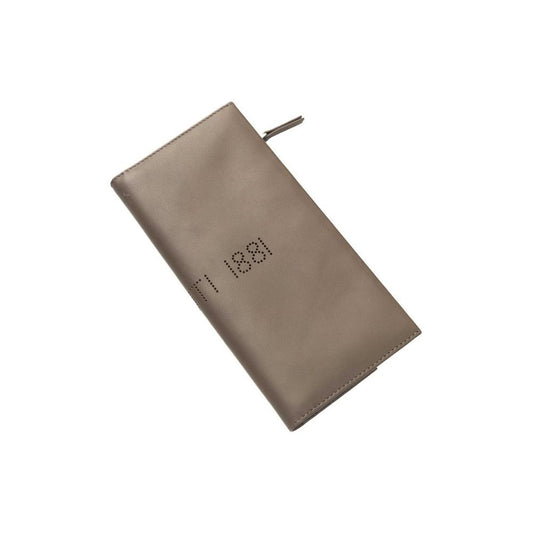 Chic Brown Leather Wallet with Logo