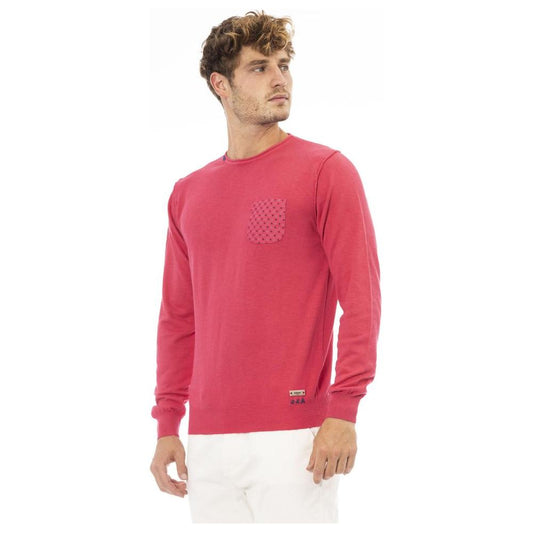 Baldinini Trend Red Cotton Men Sweater Baldinini Trend