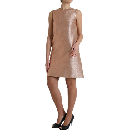 Dolce & Gabbana Pink Jacquard Sleeveless Shift Mini Dress