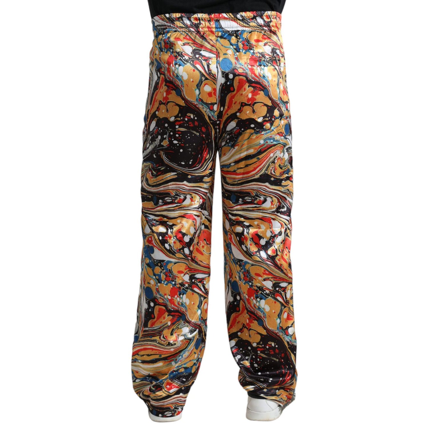 Dolce & Gabbana Multicolor Marble Print Satin Pants