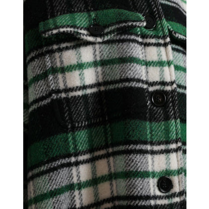 Dolce & Gabbana Green Plaid Long Sleeve Casual Coat Jacket 1728,67345645728,Clothing,Dolce & Gabbana,Full-Length Jackets - Jackets & Coats - Clothing,Green,IT40|S,Jackets & Coats - Clothing,Jackets & Coats - Women - Clothing,Material: 27% Angora 26% Polye