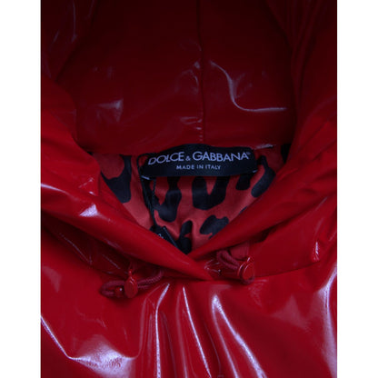 Dolce & Gabbana Shiny Red Hooded Cropped Short Coat Jacket 1728,67345645728,Bombers - Jackets & Coats - Clothing,Clothing,Dolce & Gabbana,IT40|S,Jackets & Coats - Clothing,Jackets & Coats - Women - Clothing,Material: 80% Polyester 12% Polyurethane 8% Elas