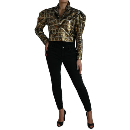 Dolce & Gabbana Multicolor Polyester Sequined Cropped Jacket 1728,67345645728,Bombers - Jackets & Coats - Clothing,Clothing,Dolce & Gabbana,IT40|S,Jackets & Coats - Clothing,Jackets & Coats - Women - Clothing,Material: 100% Polyester,Multicolor,New with t