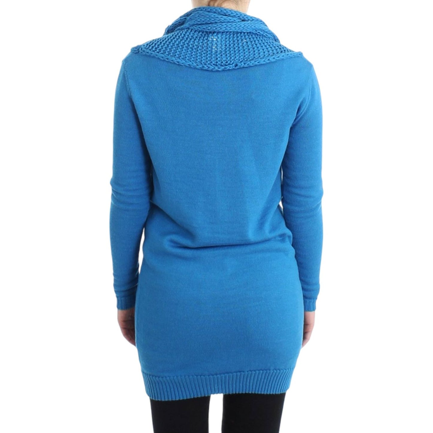 Costume National Cozy Scoop Neck Blue Knit Sweater Costume National