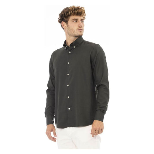 Baldinini Trend Green Cotton Men Shirt Baldinini Trend