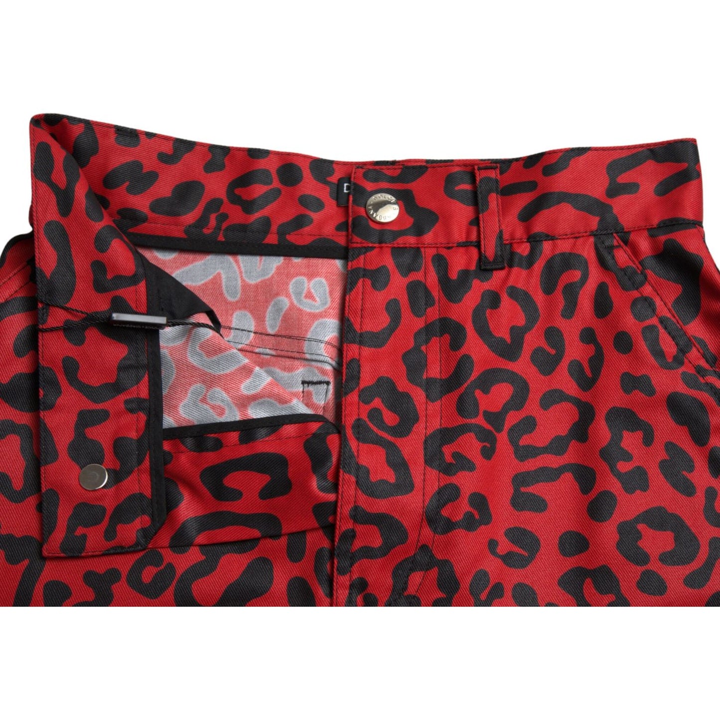 Dolce & Gabbana High Waist Red Leopard Mini Skirt Dolce & Gabbana