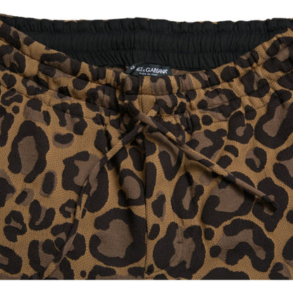 Dolce & Gabbana Brown Leopard Jacquard Jogger Pants