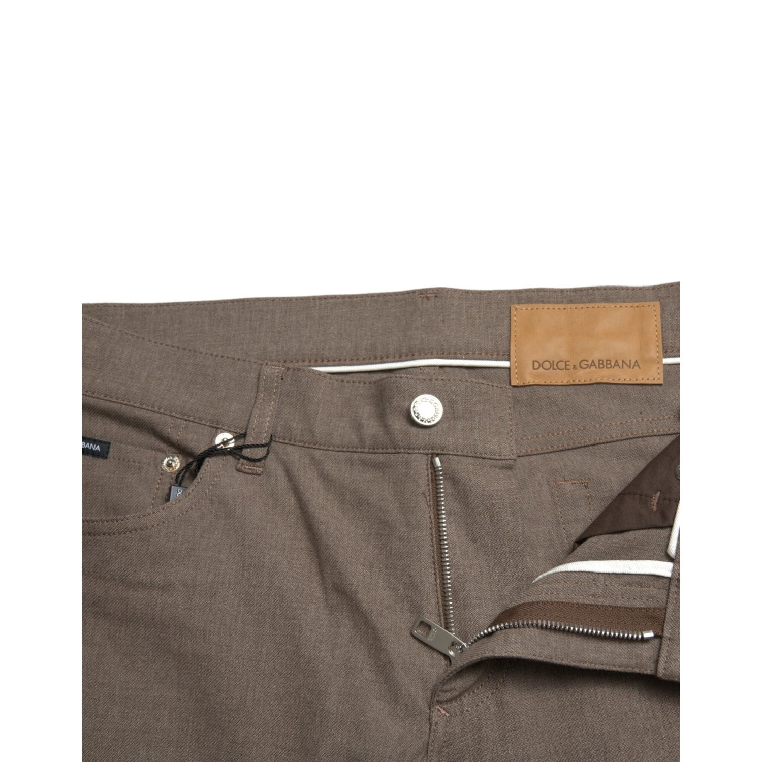 Dolce & Gabbana Brown Cotton Stretch Skinny Men Pants