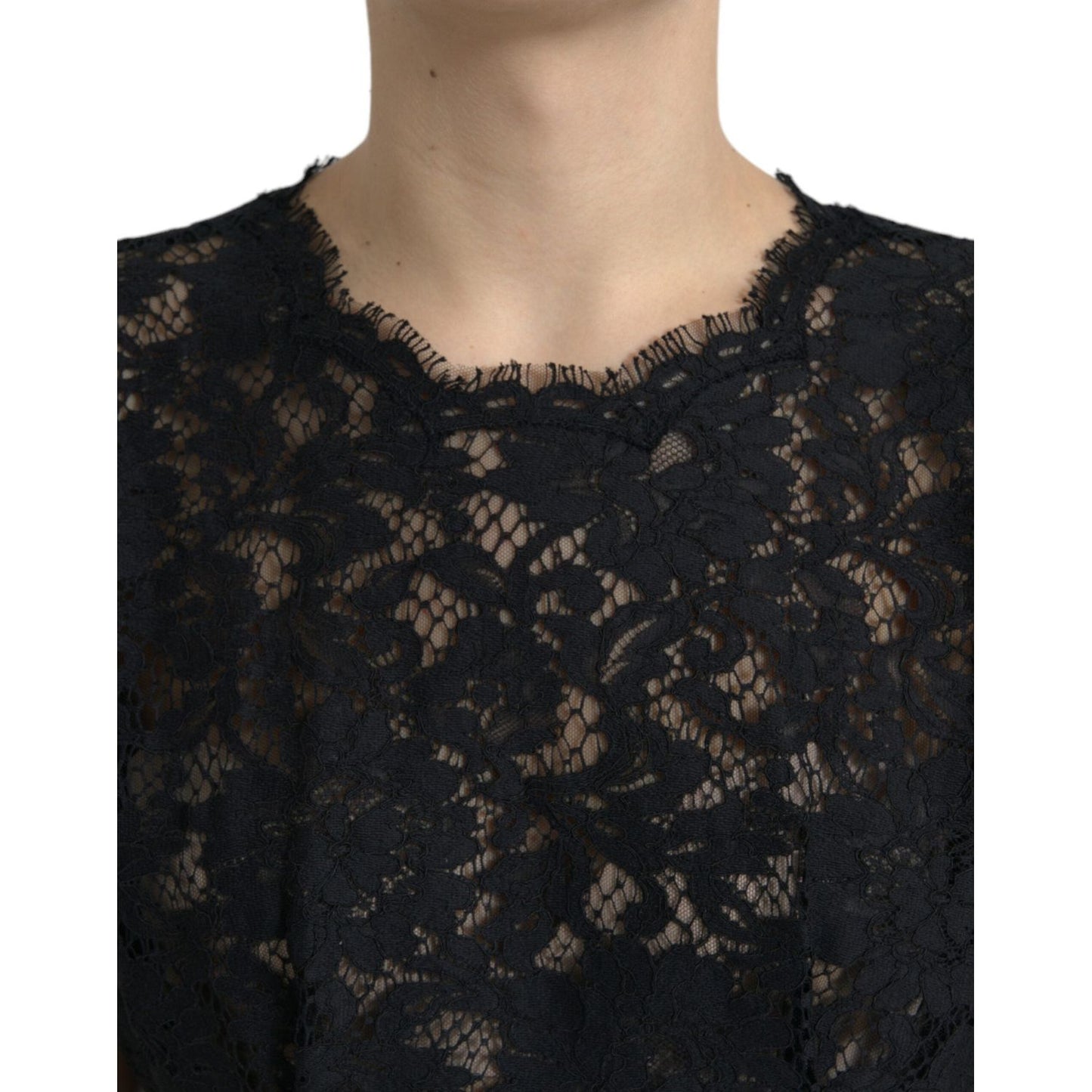 Dolce & Gabbana Elegant Black Floral Lace A-Line Mini Dress Dolce & Gabbana