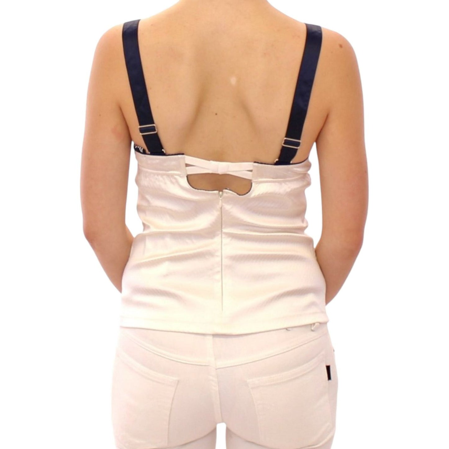 Dolce & Gabbana White Sailor Motif Stretch Tank Top Dolce & Gabbana