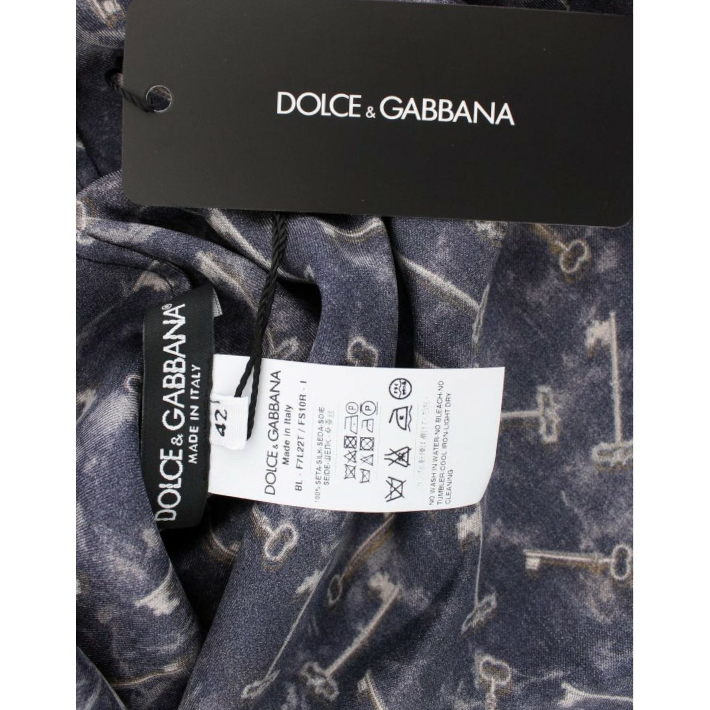 Dolce & Gabbana Enchanted Sicily Silk Blouse with Gold Keys Print Dolce & Gabbana