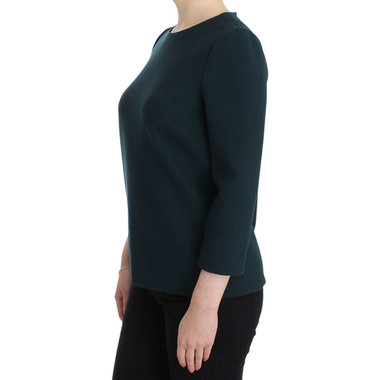 Dolce & Gabbana Enchanted Sicily Green Wool Silk Blend Blouse Dolce & Gabbana