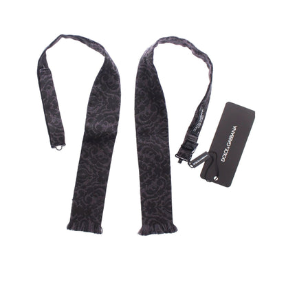 Dolce & Gabbana Gray Black Wool Silk Bow Tie