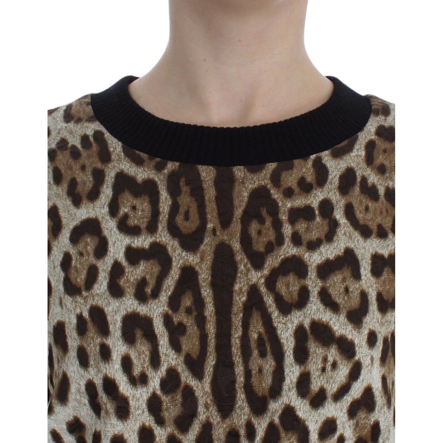 Dolce & Gabbana Elegant Leopard Print Short Sweater Top Dolce & Gabbana