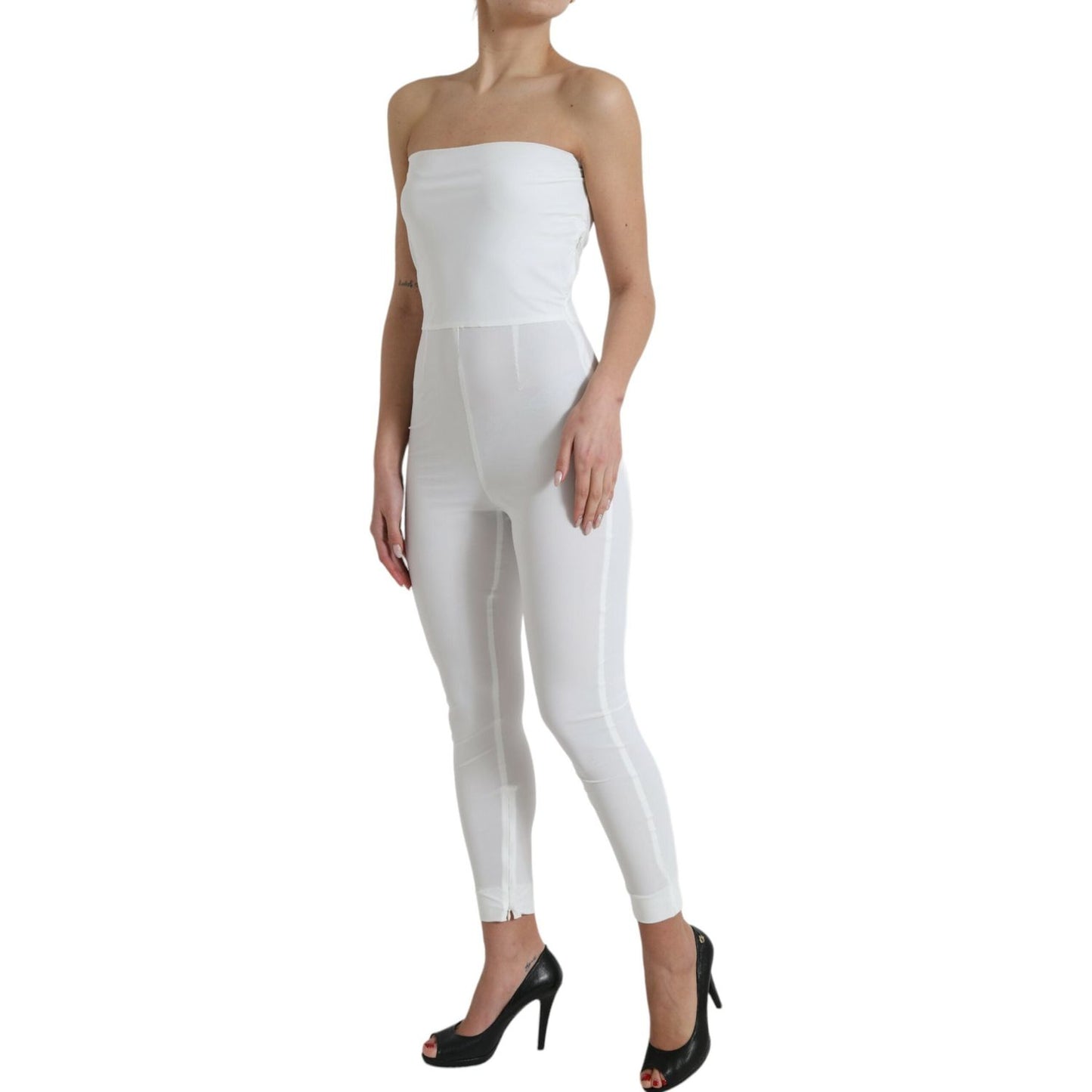 Dolce & Gabbana Elegant White Strapless Jumpsuit Dress Dolce & Gabbana