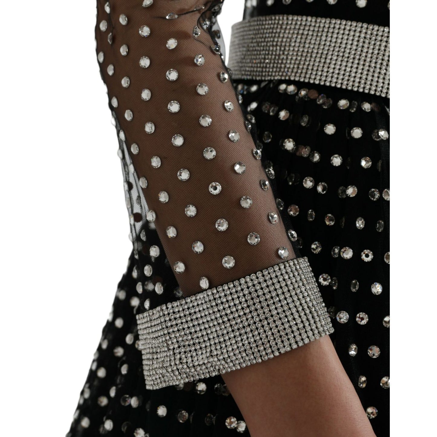 Dolce & Gabbana Black Crystal Embellished A-line Gown Dress