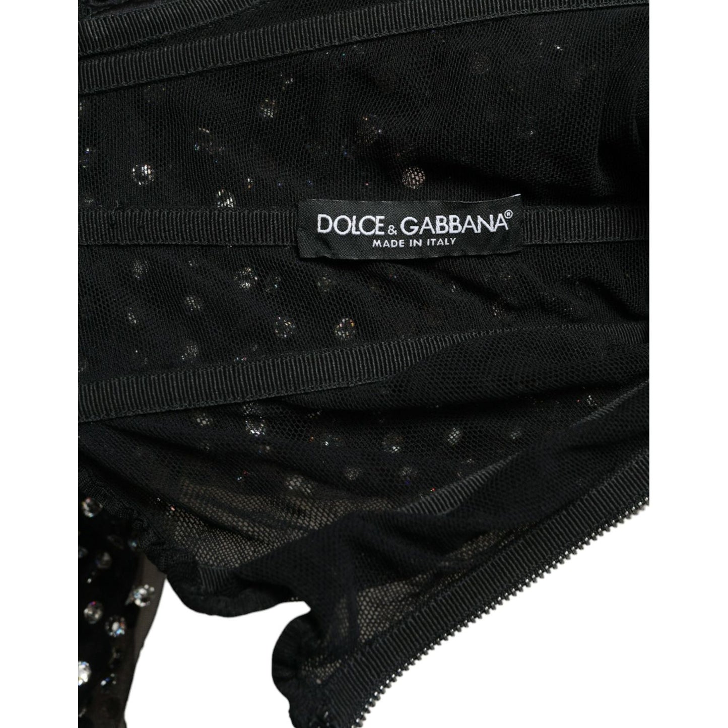 Dolce & Gabbana Black Crystal Embellished A-line Gown Dress