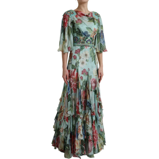 Dolce & Gabbana Elegant Floral Silk Long Dress Dolce & Gabbana