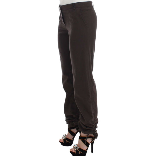 Chic Brown Cotton Dress Pants