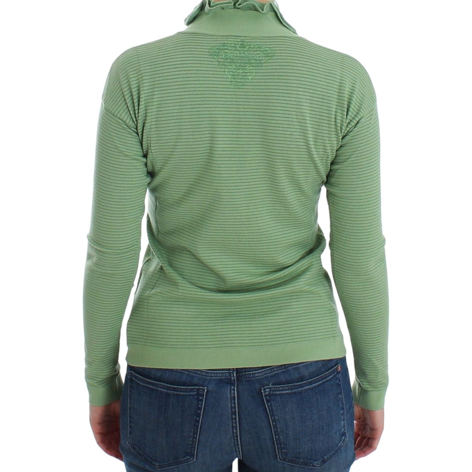Ermanno Scervino Green Wool Blend Striped Long Sleeve Sweater