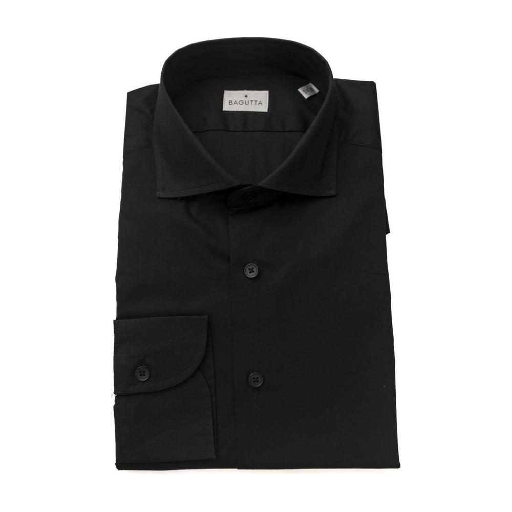 Bagutta Black Cotton Men Shirt Bagutta