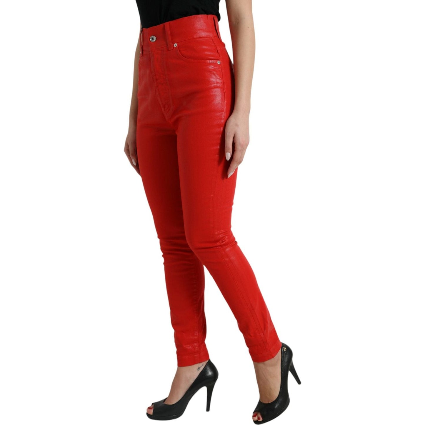 Dolce & Gabbana Elegant High-Waist Stretch Denim in Red Dolce & Gabbana