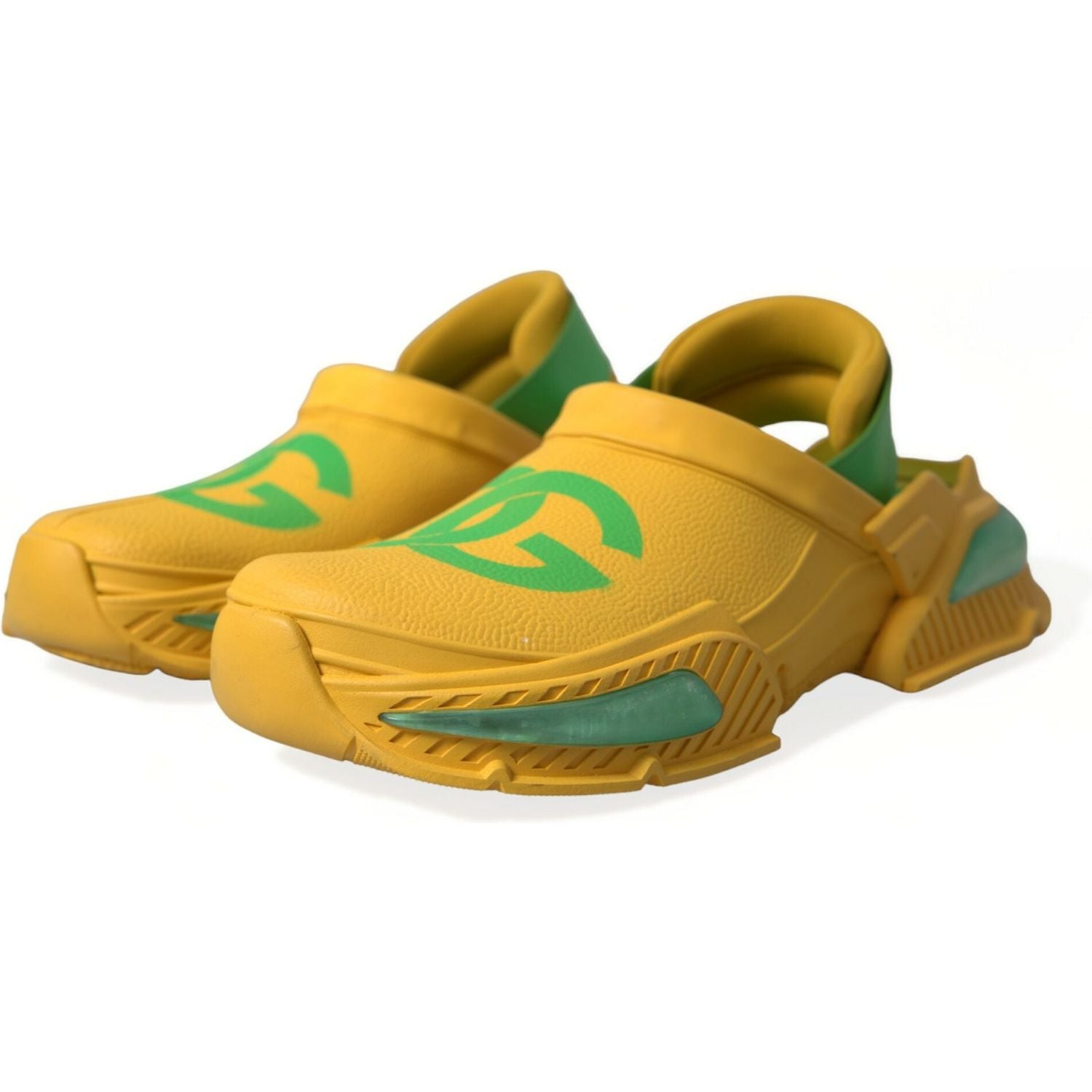Dolce & Gabbana Yellow Green Rubber Clogs Men Slippers Men Shoes