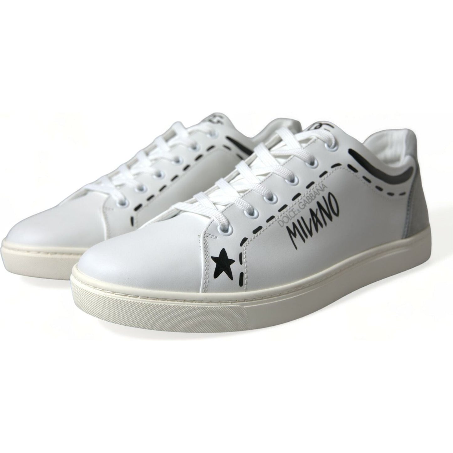 Dolce & Gabbana Elegant White Calfskin Leather Sneakers Dolce & Gabbana