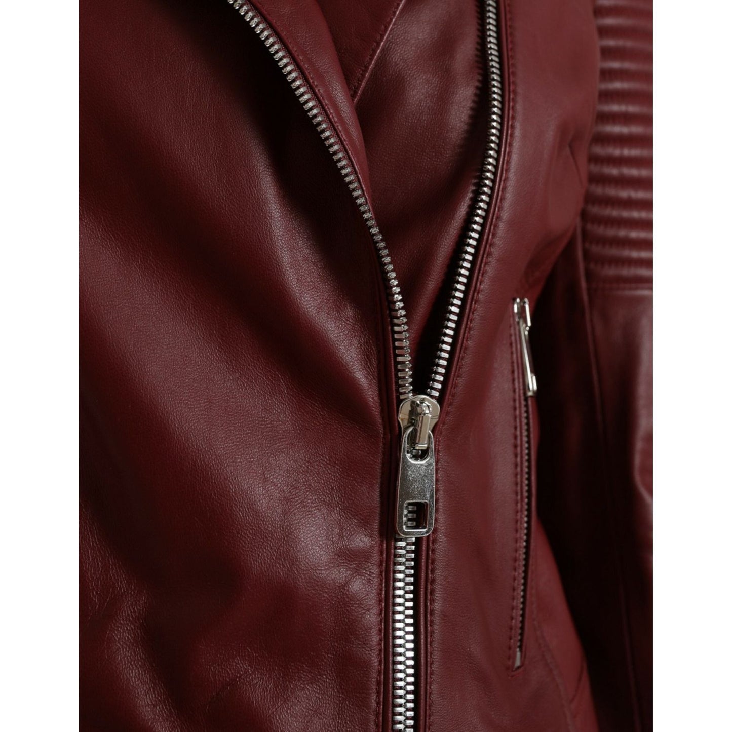 Dolce & Gabbana Bordeaux Biker Leather Jacket Dolce & Gabbana Black