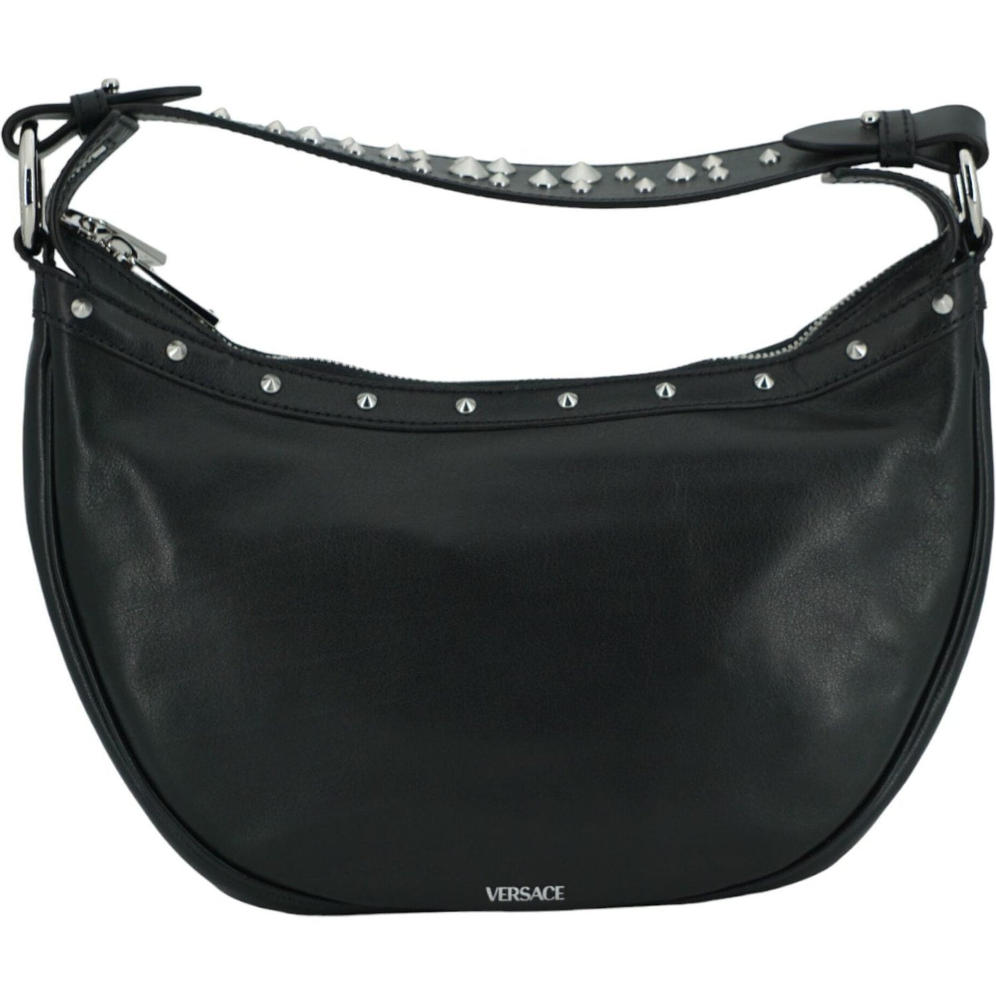 Versace Black Calf Leather Small Hobo Shoulder Bag Versace