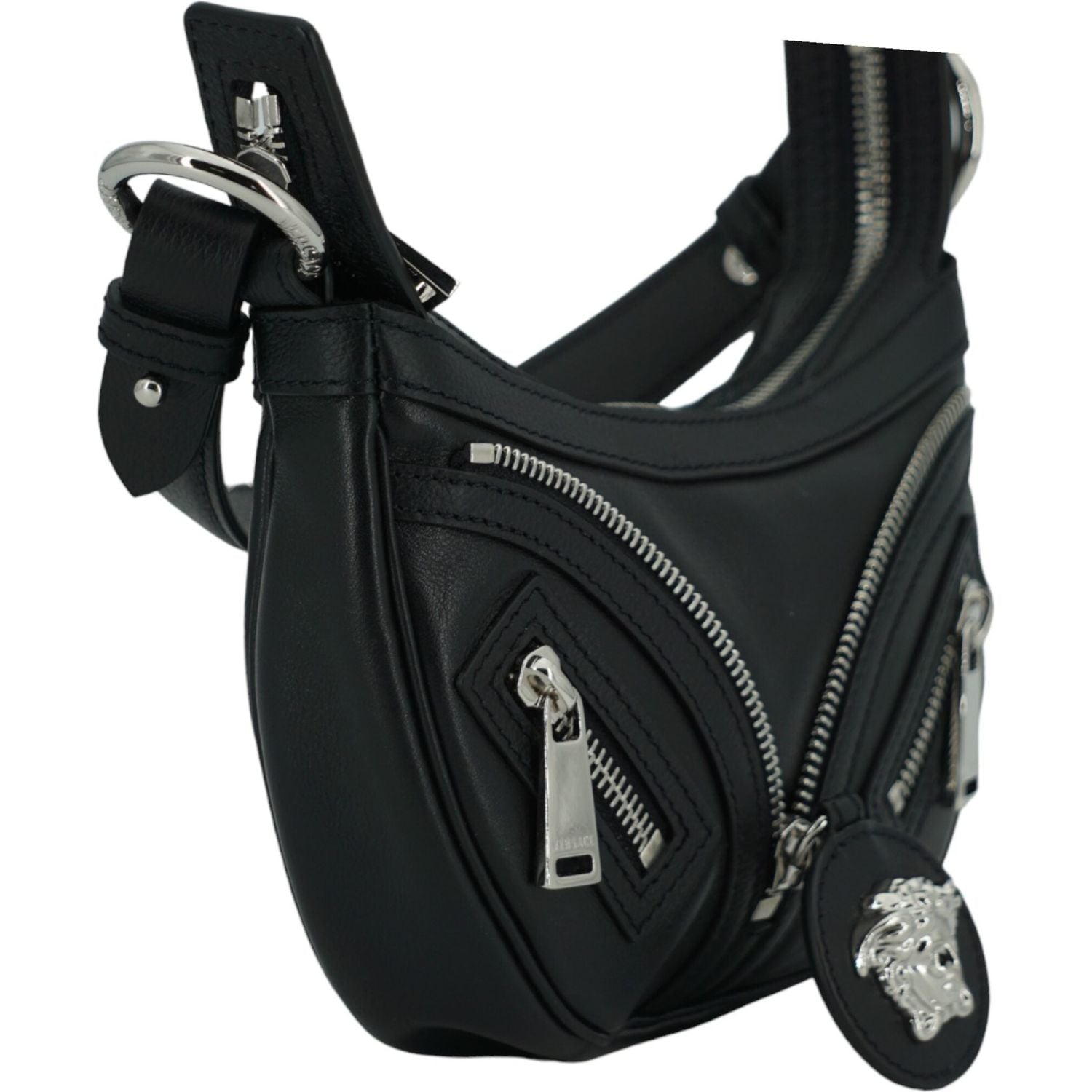 Front view with bag zipped and handles upright.