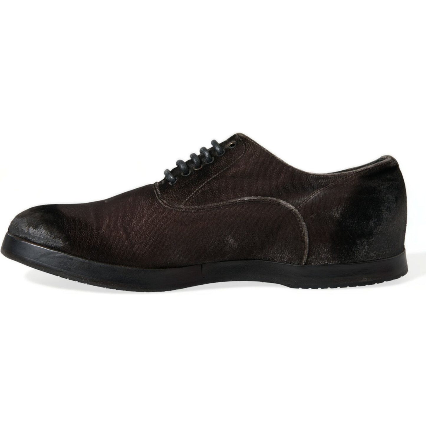 Dolce & Gabbana Elegant Brown Velvet Oxford Lace-up Shoes Dolce & Gabbana