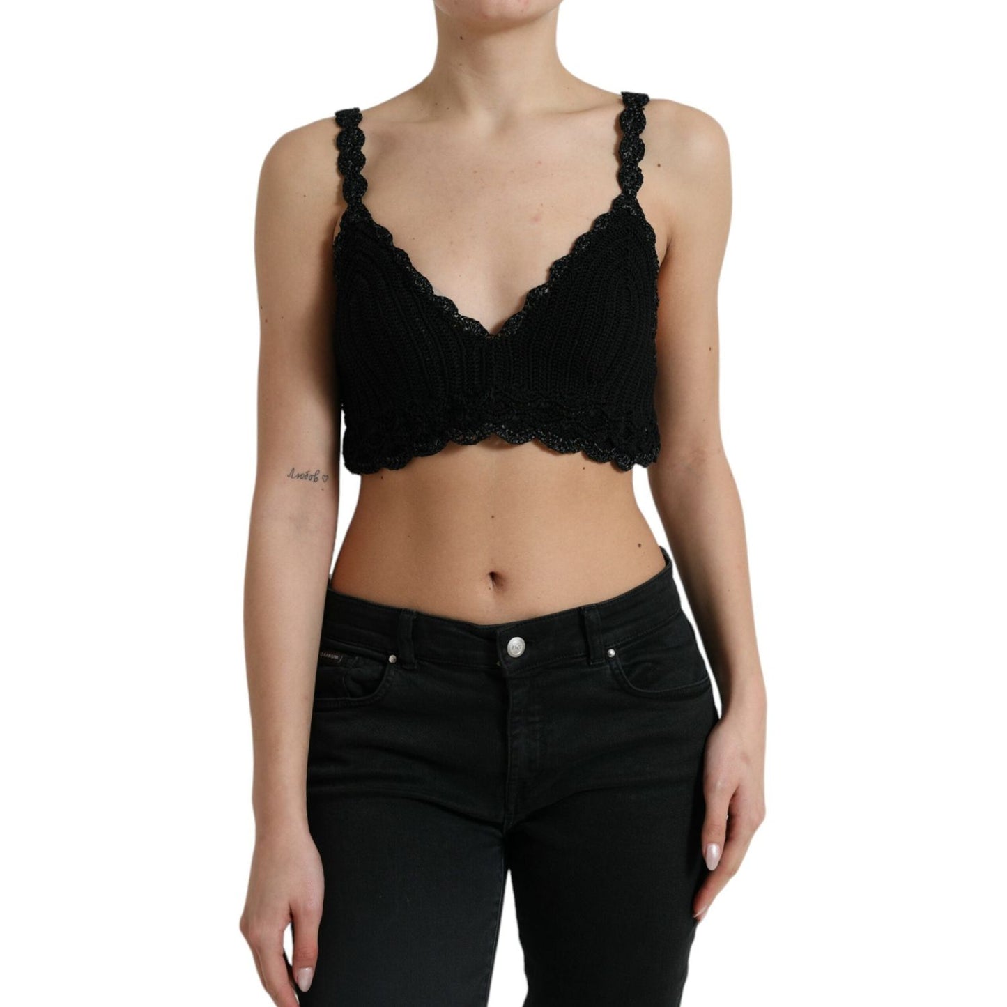 Dolce & Gabbana Elegant Black Crochet Corset Top Dolce & Gabbana