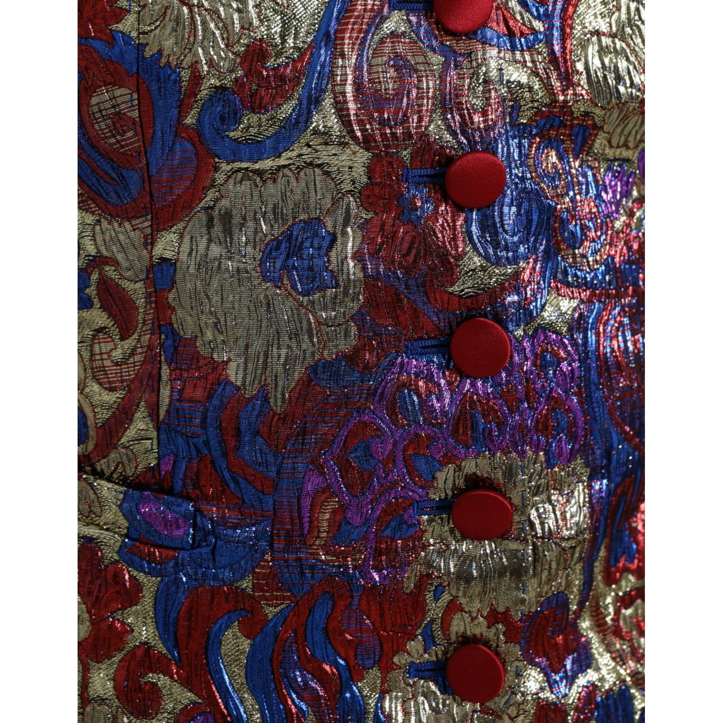 Dolce & Gabbana Multicolor Jacquard Button Waistcoat Vest Top