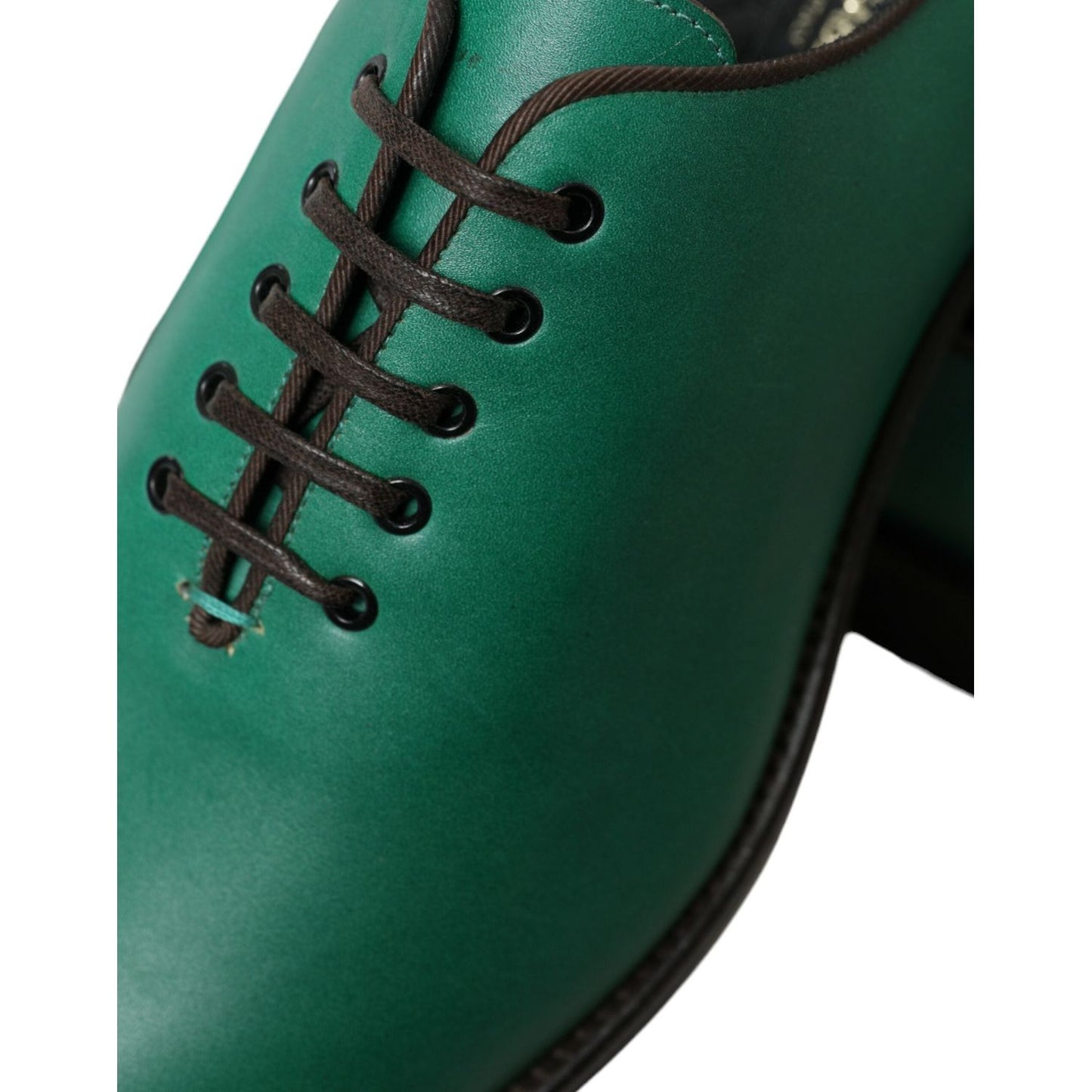 Dolce & Gabbana Elegant Green Leather Oxford Dress Shoes Dolce & Gabbana