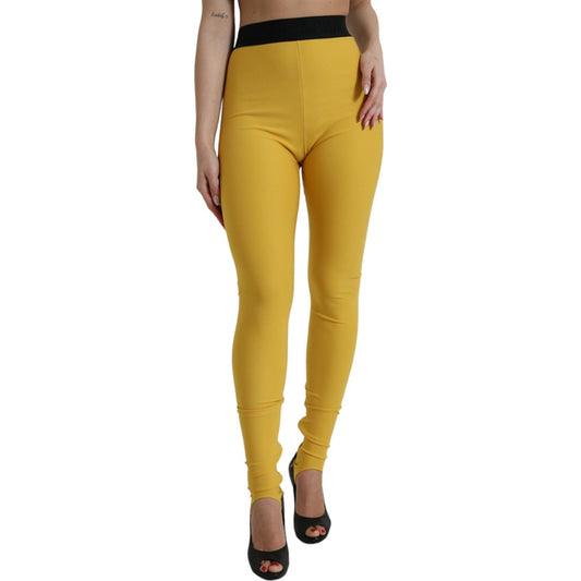 Elegant High Waist Yellow Leggings